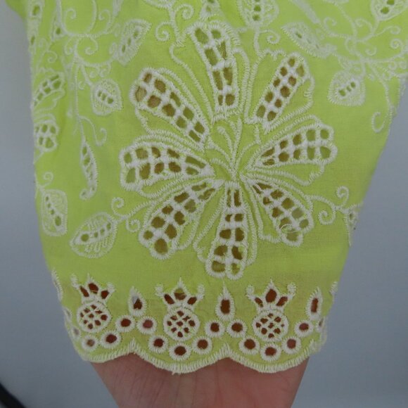 Jennifer & Grace Women Extra Large XL Yellow White Embroidered Eyelet Tank Top - Picture 4 of 10
